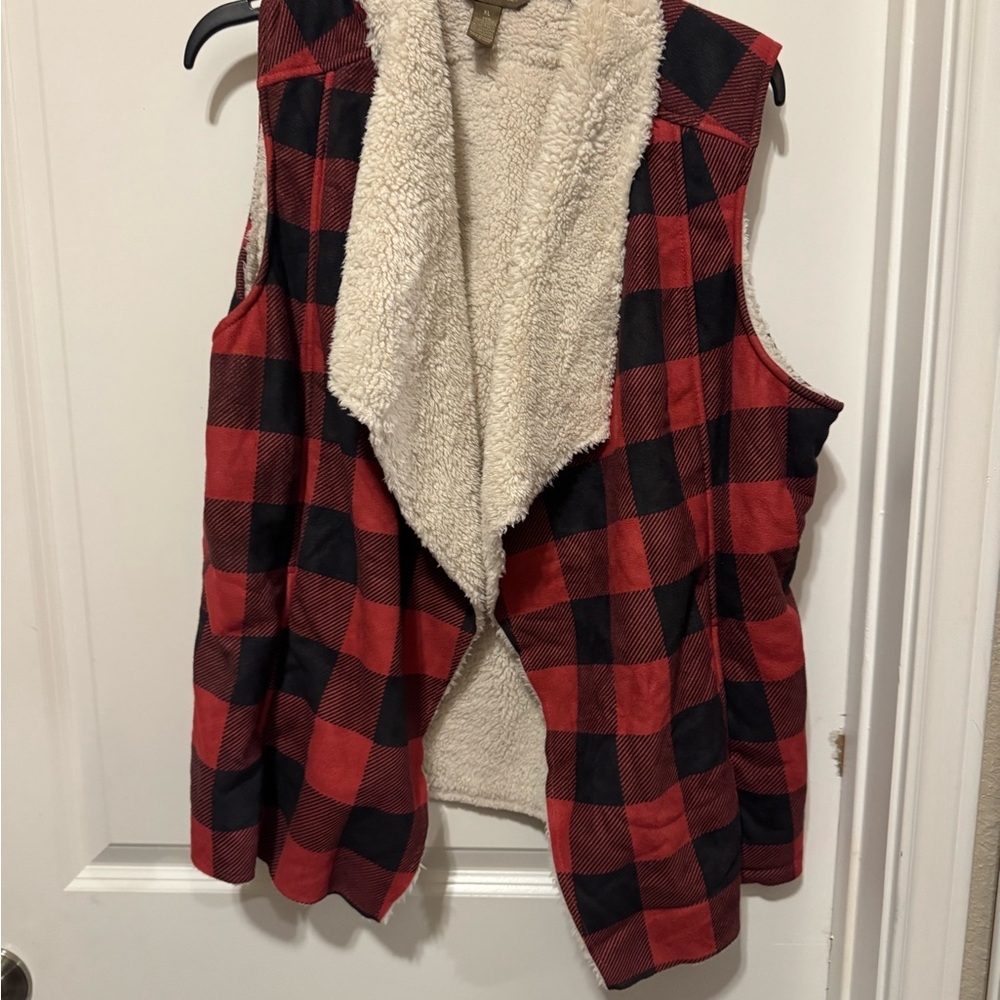 Bit & Bridle Red and Black Plaid Vest